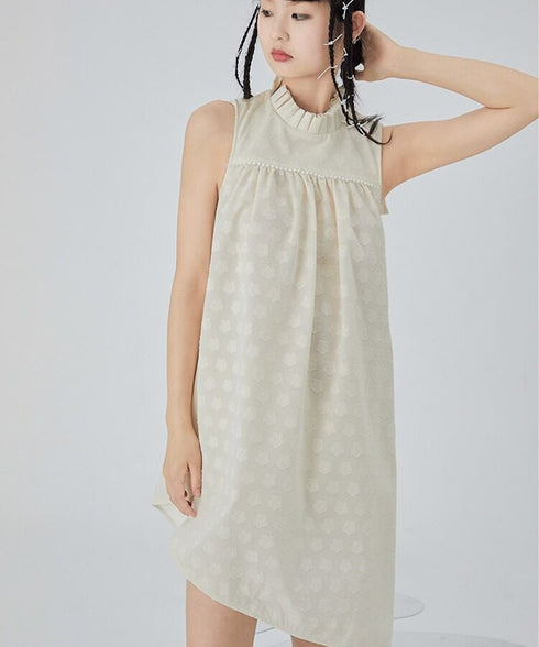 Dot Jacquard Asymmetric Dress